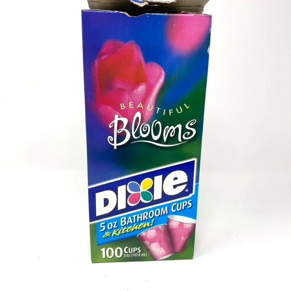Dixie 5 Oz Bathroom Cups Beautiful Blooms Pink Open Package 35 Cups